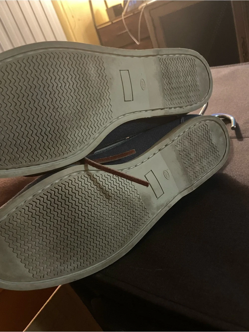 Peter Millar Men's Navy Canvas Boat Shoes with Brown Laces